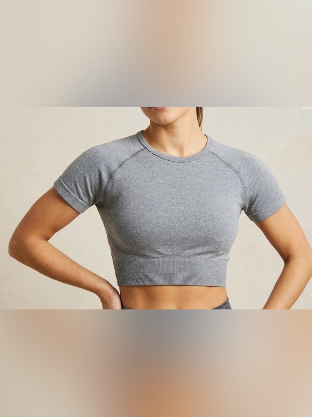 AYBL Gray Short-Sleeve Cropped Performance Top size s